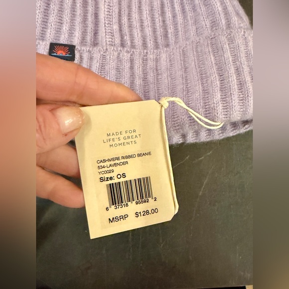 Faherty 100% Cashmere Ribbed Beanie, Purple, Brand-new! $128 MSRP. - Picture 3 of 6